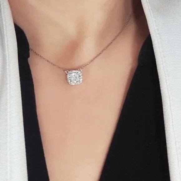 2/$40 Stunning Square CZ Necklace - Ladies Elegant Square Necklace - Picture 3 of 8